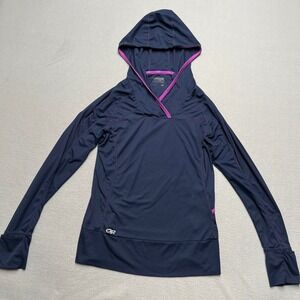 Outdoor Research Echo Hoodie Womens XS Navy Pink Sun Shirt Lightweight Technical